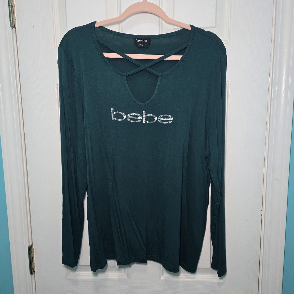 Bebe Women's Green Long Sleeve Top Size 1X